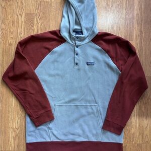Patagonia Men's Hoodie - Gray and Burgundy